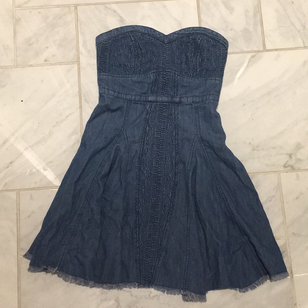 Denim embroidered dress
